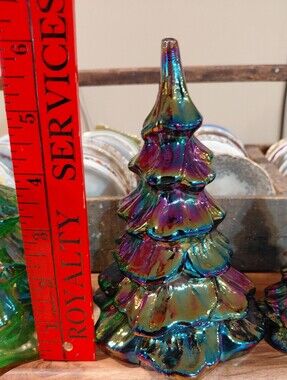 Iridescent Carnival Glass Christmas Tree Décor - Multicolor